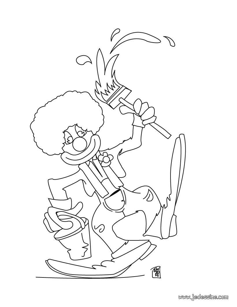 Coloriages coloriage d un clown peintre fr hellokids Coloriage d un clown peintre