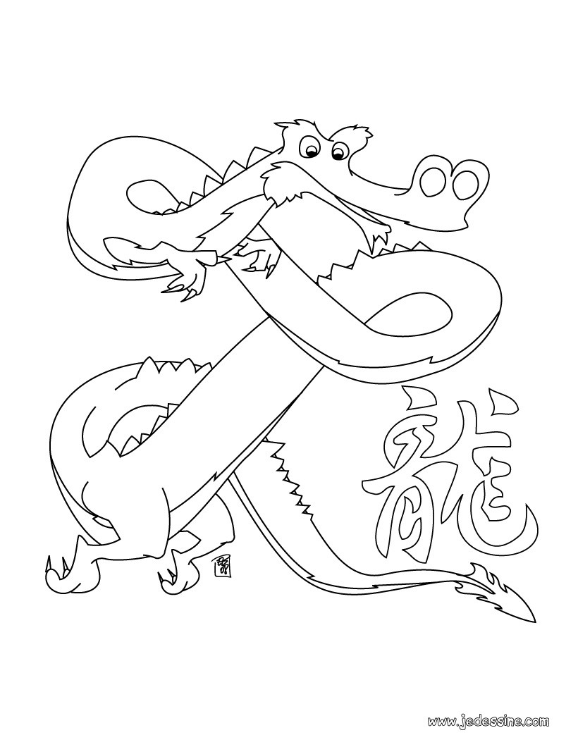 Belle Coloriage Dragon Chinois Signe