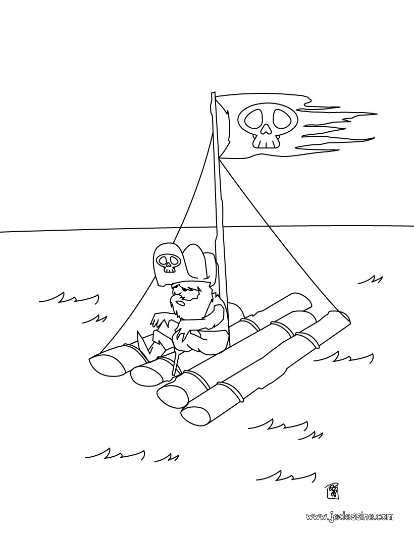 Coloriage d un radeau de pirate