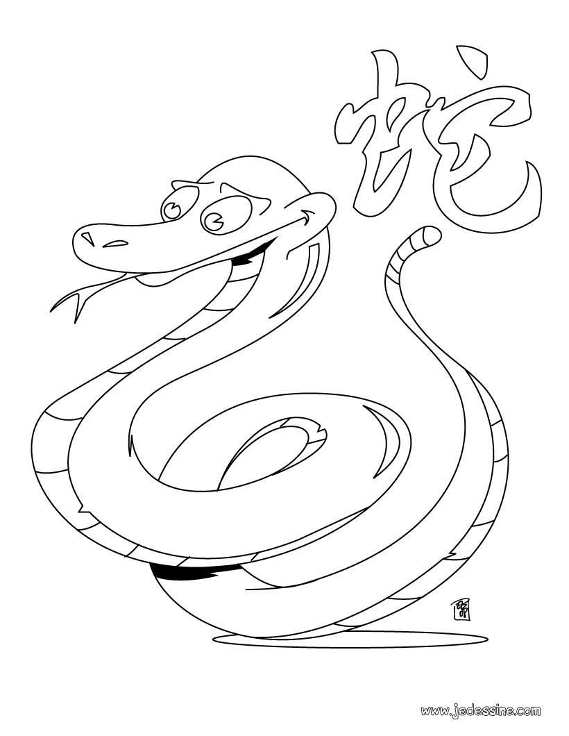 Coloriage du zodiaque chinois le Serpent
