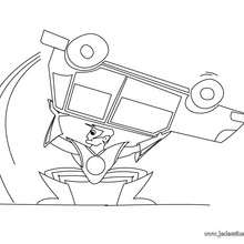Coloriage d'un h�ros soulevant une voiture