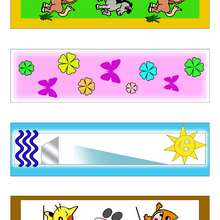 4 signets animaux et nature - Coloriage - Coloriage PRENOMS - Coloriage de signets - Signets en couleurs