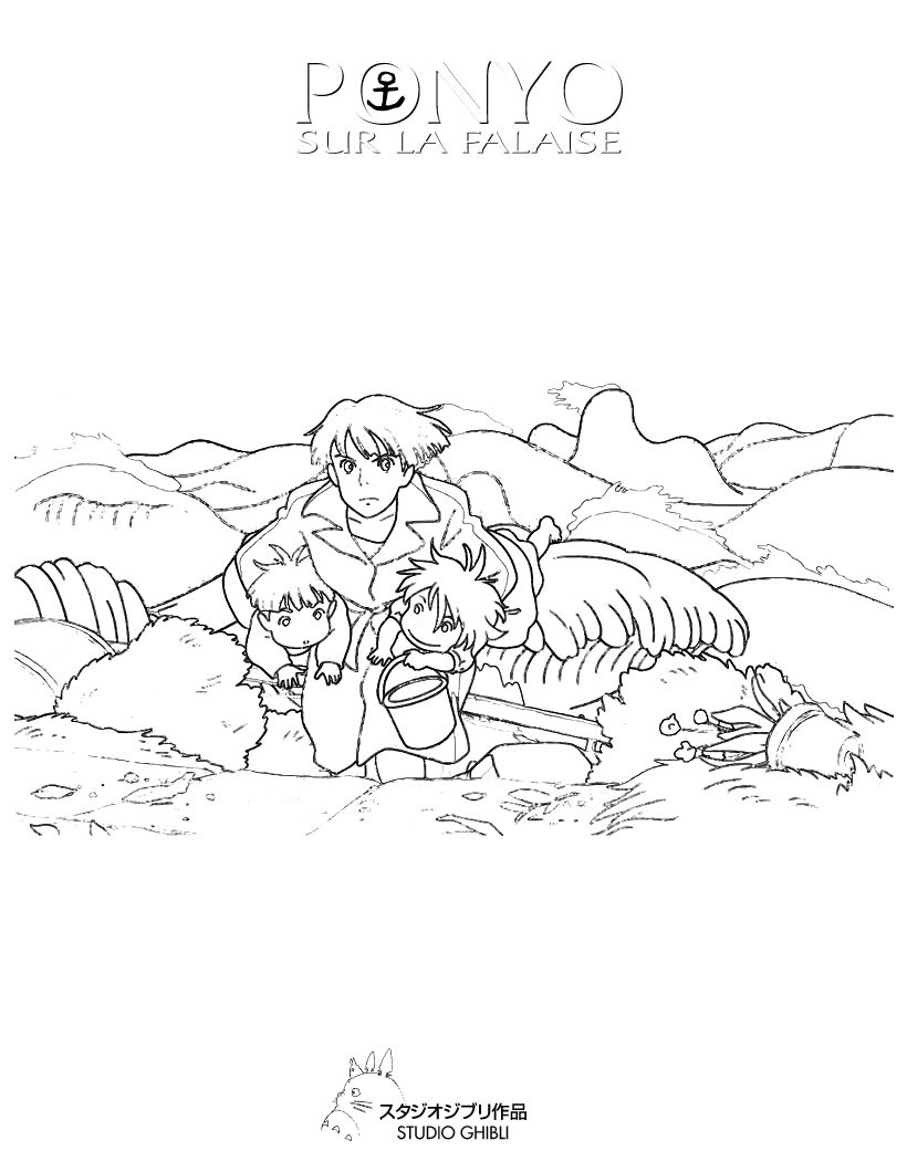 coloriage de ponyo et koichi