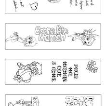 4 signets pour La f�te des m�res - Coloriage - Coloriage PRENOMS - Coloriage de signets - Signets � colorier
