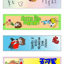 4 signets pour La f�te des m�res - Coloriage - Coloriage PRENOMS - Coloriage de signets - Signets en couleurs