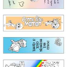 4 signets pour La f�te des m�res - Coloriage - Coloriage PRENOMS - Coloriage de signets - Signets semi-colori�s