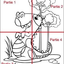 Grand coloriage de dinosaure � assembler