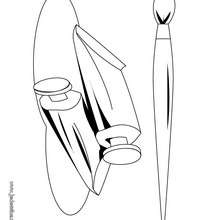 Coloriage de tubes de peinture et d'un pinceau