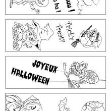 4 signets pour Halloween - Coloriage - Coloriage PRENOMS - Coloriage de signets - Signets � colorier