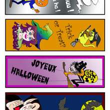  4 signets pour Halloween - Coloriage - Coloriage PRENOMS - Coloriage de signets - Signets en couleurs
