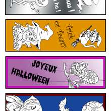 4 signets pour Halloween - Coloriage - Coloriage PRENOMS - Coloriage de signets - Signets semi-colori�s