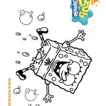 Coloriage de Bob au milieu des bulles