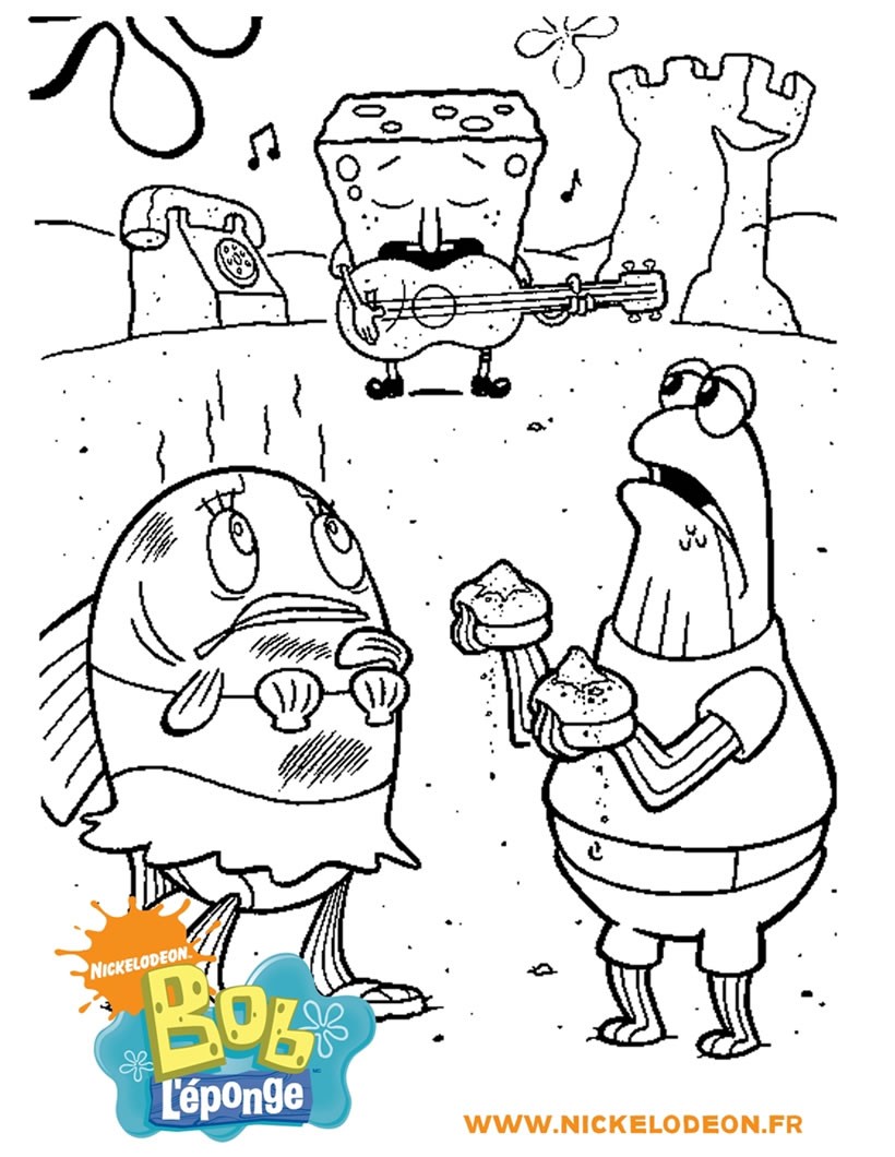 Coloriage de Bob qui joue de la guitare Coloriage Coloriage DESSINS ANIMES Coloriage