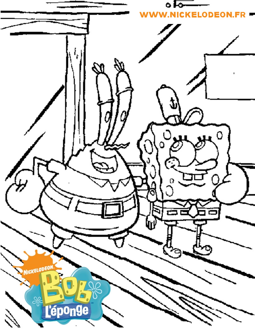 Coloriage Bob L éponge Et Ses Amis Coloriages capitaine krabs et bob l'éponge - fr.hellokids.com