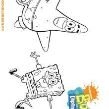 Coloriage de Bob et Patrick qui se balancent sur une ancre - Coloriage - Coloriage BOB L'EPONGE - Coloriage PATRICK
