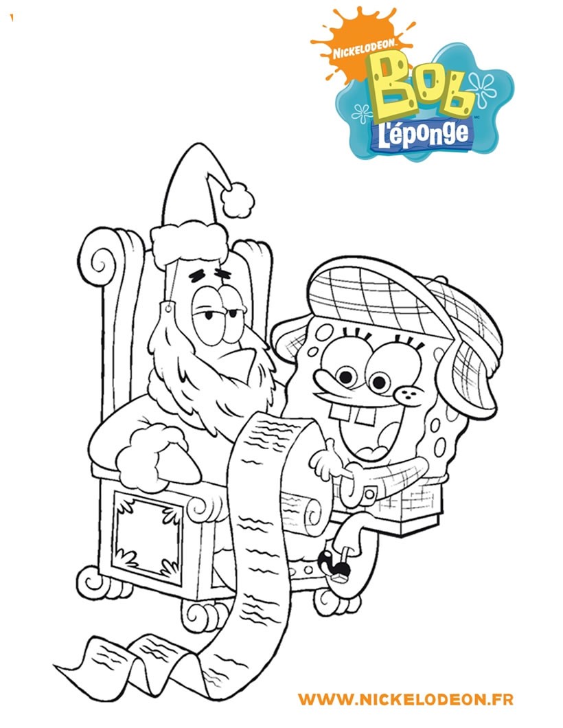Coloriages la liste de cadeaux de noel fr hellokids Coloriage Bob l éponge La liste de cadeaux de Noel