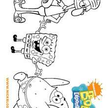 Coloriage de Bob, Patrick et Carlo tentacules - Coloriage - Coloriage BOB L'EPONGE - Coloriage PATRICK