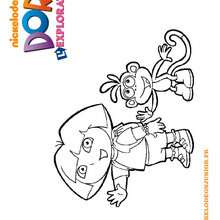 Coloriage du bonjour de Dora et Babouche - Coloriage - Coloriage DORA - Coloriage BABOUCHE