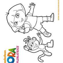 Coloriage du pas de danse de Dora et Babouche - Coloriage - Coloriage DORA - Coloriage BABOUCHE