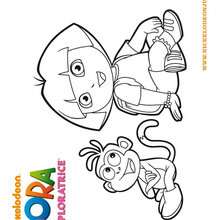 Coloriage de Dora et son fidèle ami