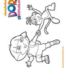 Coloriage de Dora et Babouche main dans la main - Coloriage - Coloriage DORA - Coloriage BABOUCHE