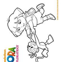 Coloriage de Dora et Babouche qui font la ronde - Coloriage - Coloriage DORA - Coloriage BABOUCHE