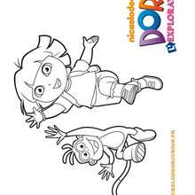 Coloriage de Dora sautant de joie - Coloriage - Coloriage DORA - Coloriages DORA