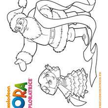 Coloriage de Dora et le P�re-Noel - Coloriage - Coloriage DORA - Coloriages DORA