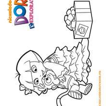 Coloriage du cadeau de Dora pour Babouche - Coloriage - Coloriage DORA - Coloriage BABOUCHE