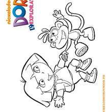 Coloriage de Dora et Babouche qui dansent - Coloriage - Coloriage DORA - Coloriage BABOUCHE