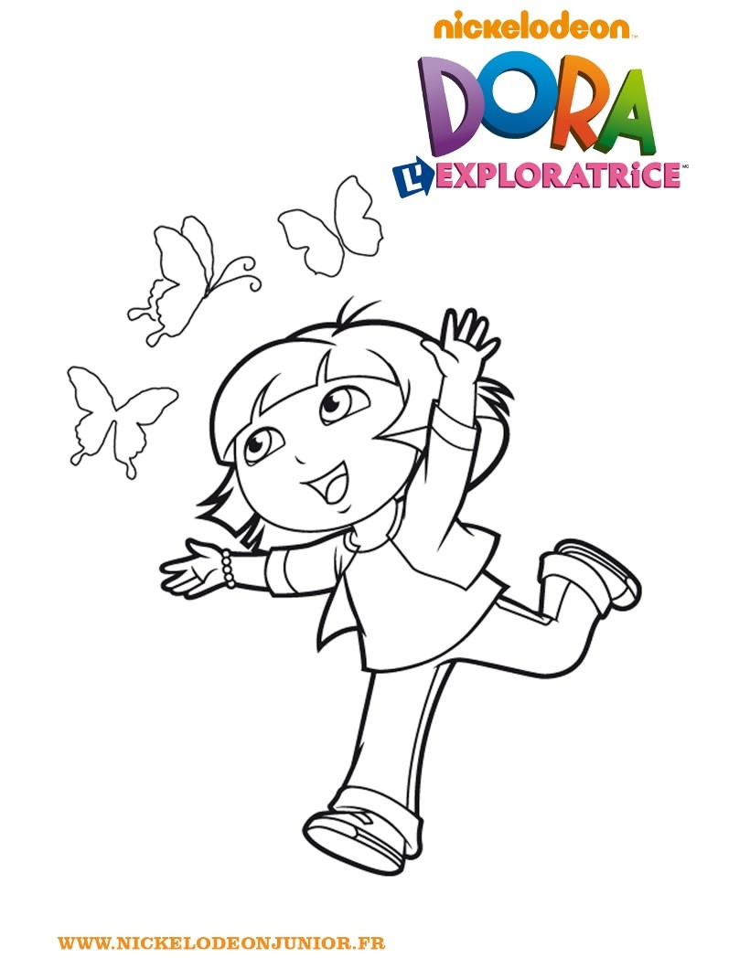 Coloriages coloriage de dora et les papillons - fr ...