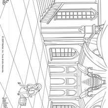 Coloriage de Barbie qui nettoie le palais