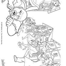 Coloriage de Barbie et ses amies contre les brigands - Coloriage - Coloriage BARBIE