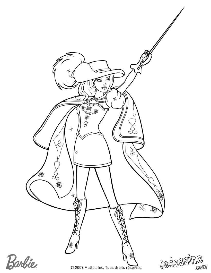Coloriage Barbie Coloriage de Renée brandissant son épée