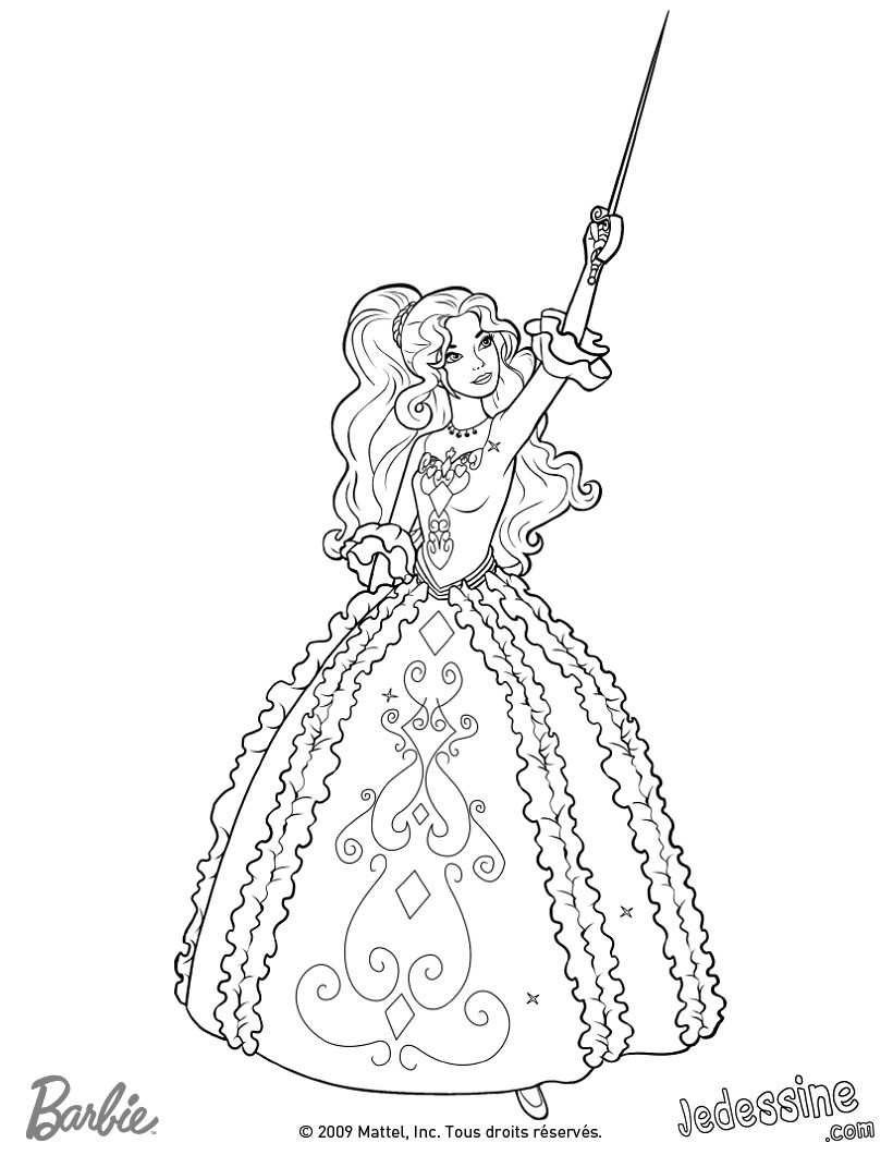 Coloriage de Renée brandissant son épée 2