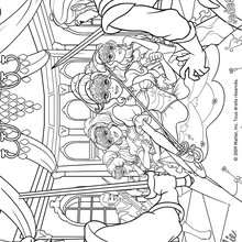 Coloriage d'Aramina Corinne et Ren�e tombant dans une embuscade - Coloriage - Coloriage BARBIE - Coloriage BARBIE ET LES 3 MOUSQUETAIRES - Coloriage ARAMINA
