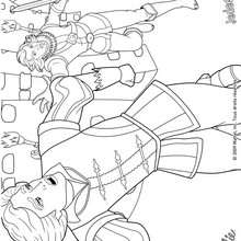 Coloriage de la poursuite dans le château - Coloriage - Coloriage BARBIE - Coloriage BARBIE ET LES 3 MOUSQUETAIRES - Coloriage BARBIE EN LIGNE
