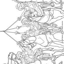 Coloriage d'un pour tous et tous pour un - Coloriage - Coloriage BARBIE - Coloriage BARBIE ET LES 3 MOUSQUETAIRES - Coloriage BARBIE A IMPRIMER