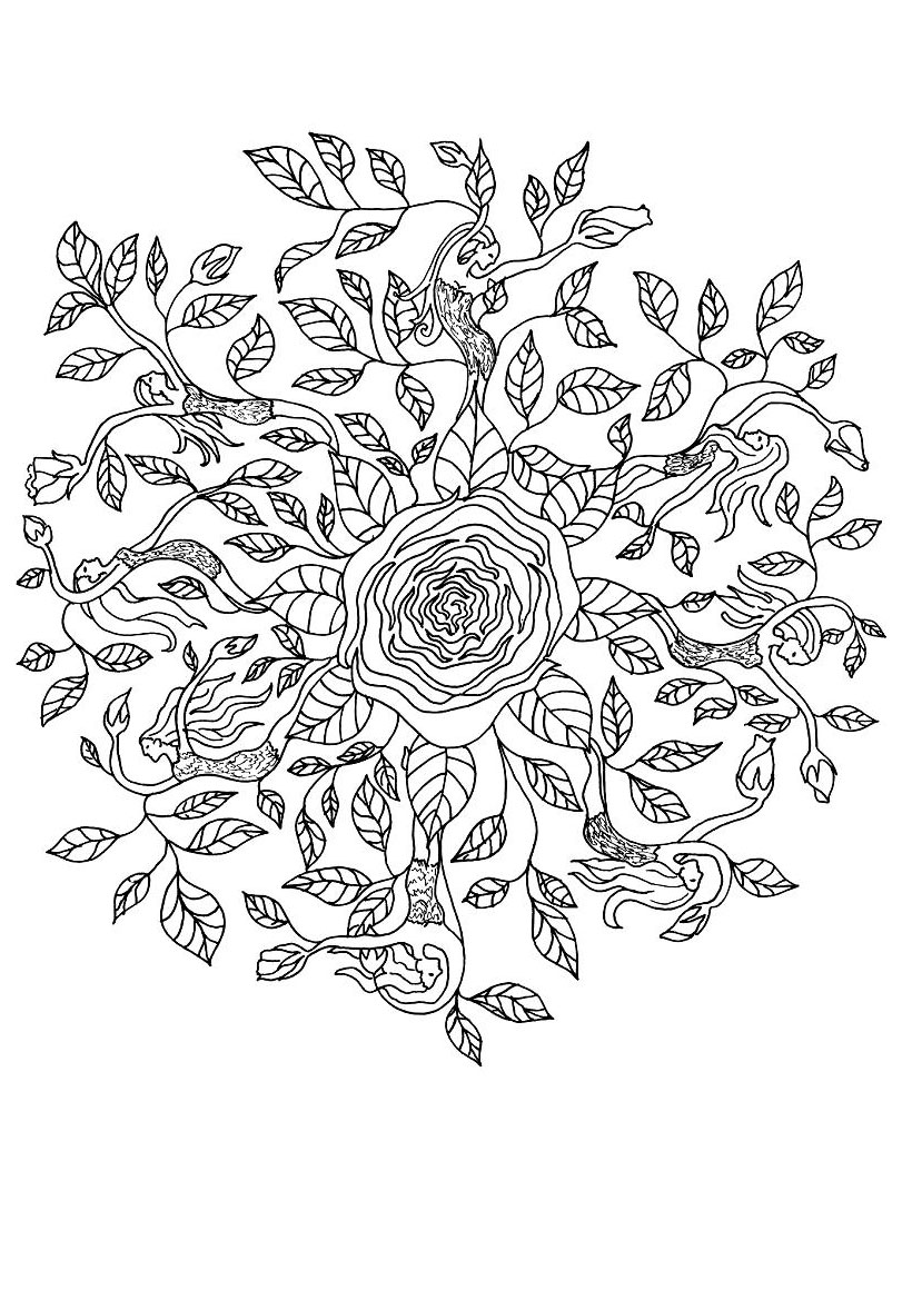 Coloriage du mandala des roses