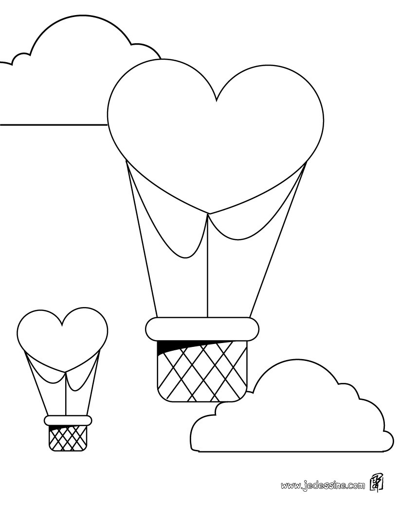 Coloriage d une montgolfi¨re en forme de coeur