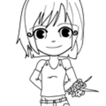 Coloriage d'une chanteuse avec sa guitare