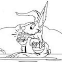 Coloriage d'un lapin et son oeuf de P�ques