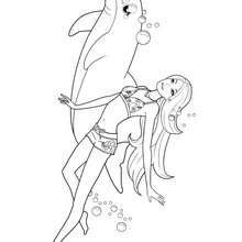 Merliah et Zuma - Coloriage - Coloriage BARBIE - Coloriage BARBIE ET LE SECRET DES SIRÈNES - Coloriage de ZUMA le dauphin