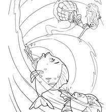 Merliah et les poissons - Coloriage - Coloriage BARBIE - Coloriage BARBIE ET LE SECRET DES SIRÈNES - Coloriage de MERLIAH