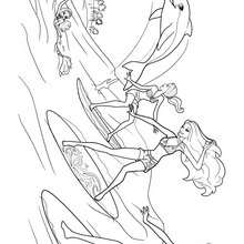 Les surfeuses et Zuma - Coloriage - Coloriage BARBIE - Coloriage BARBIE ET LE SECRET DES SIRÈNES - Coloriage de ZUMA le dauphin