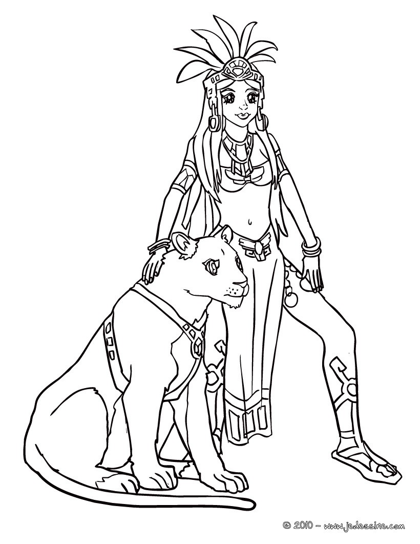 Coloriage PRINCESSE AZTEQUE
