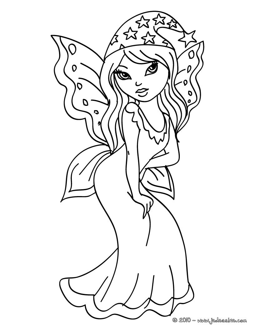 Coloriages coloriage d'une fee kawaii - fr.hellokids.com