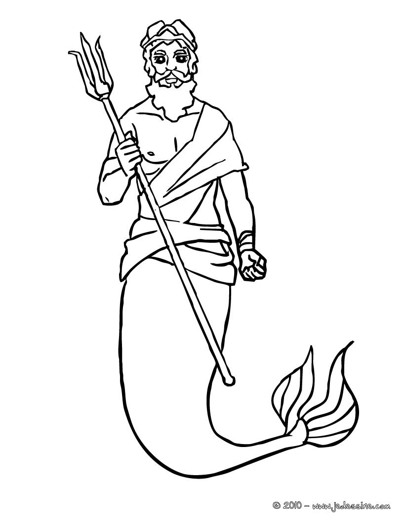 Coloriage SIRENE MANGA Le ROI TRITON et son TRIDENT   colorier Coloriage Coloriage GRATUIT Coloriage PERSONNAGE