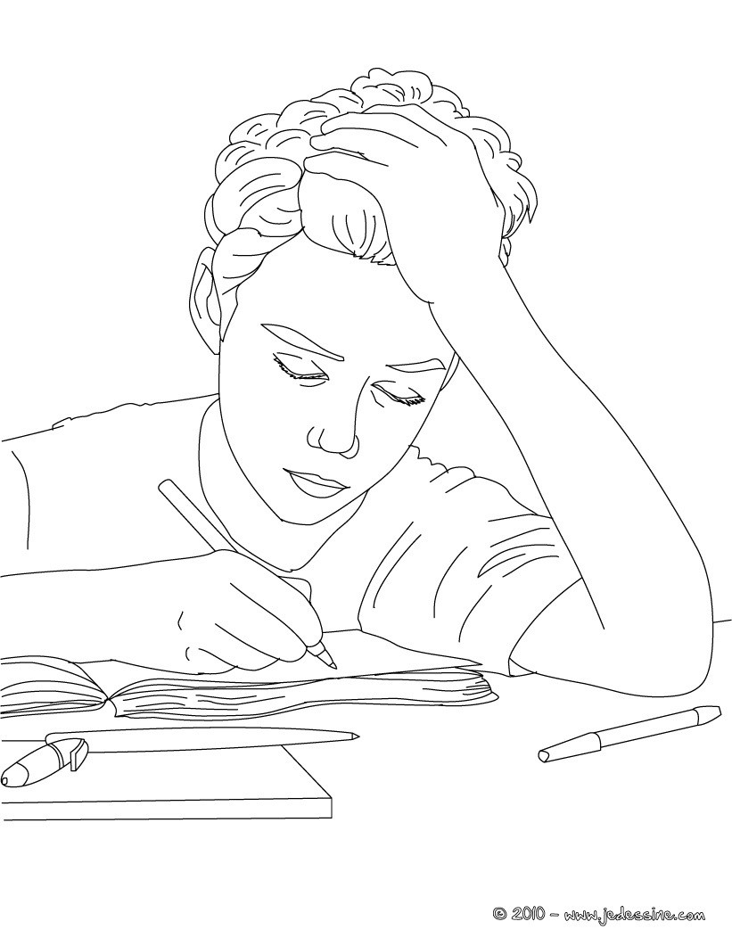 Coloriage ELEVE BOSSEUR