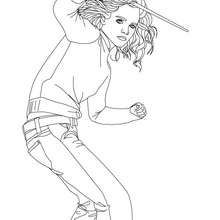 Coloriage Emma Watson baguette magique - Coloriage - Coloriage DE STARS - Coloriage EMMA WATSON